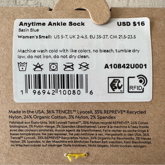 Allbirds Anytime Ankle Socks NWT 2 Pairs Basin Blue Womens size Small US 5-7‎ - Picture 5 of 8